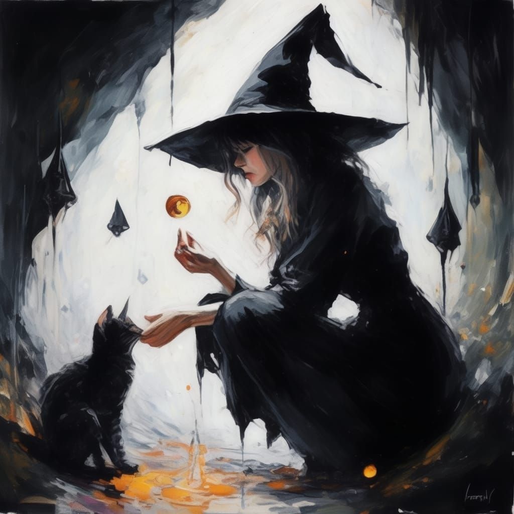 Witch and the cat