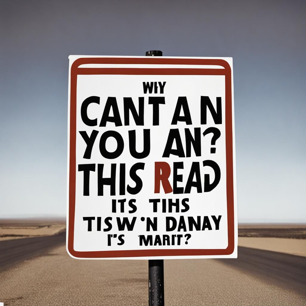 a sign saying "why can't you read this? its clear as day!" AI