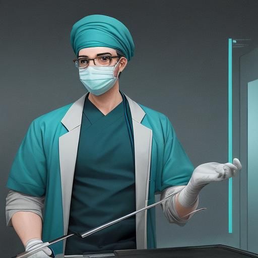 an illustration of handsome surgeon with stunning grey eyes and short ...