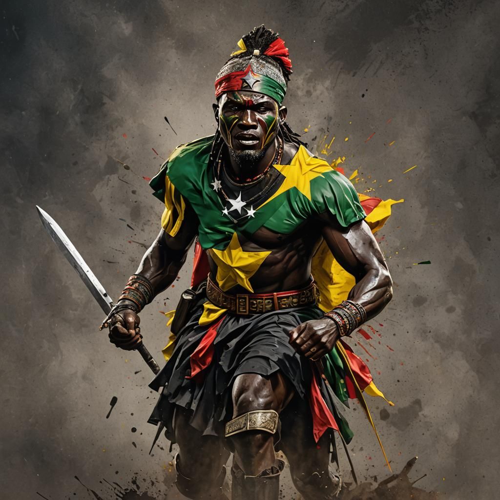 African warrior ghana flag black star