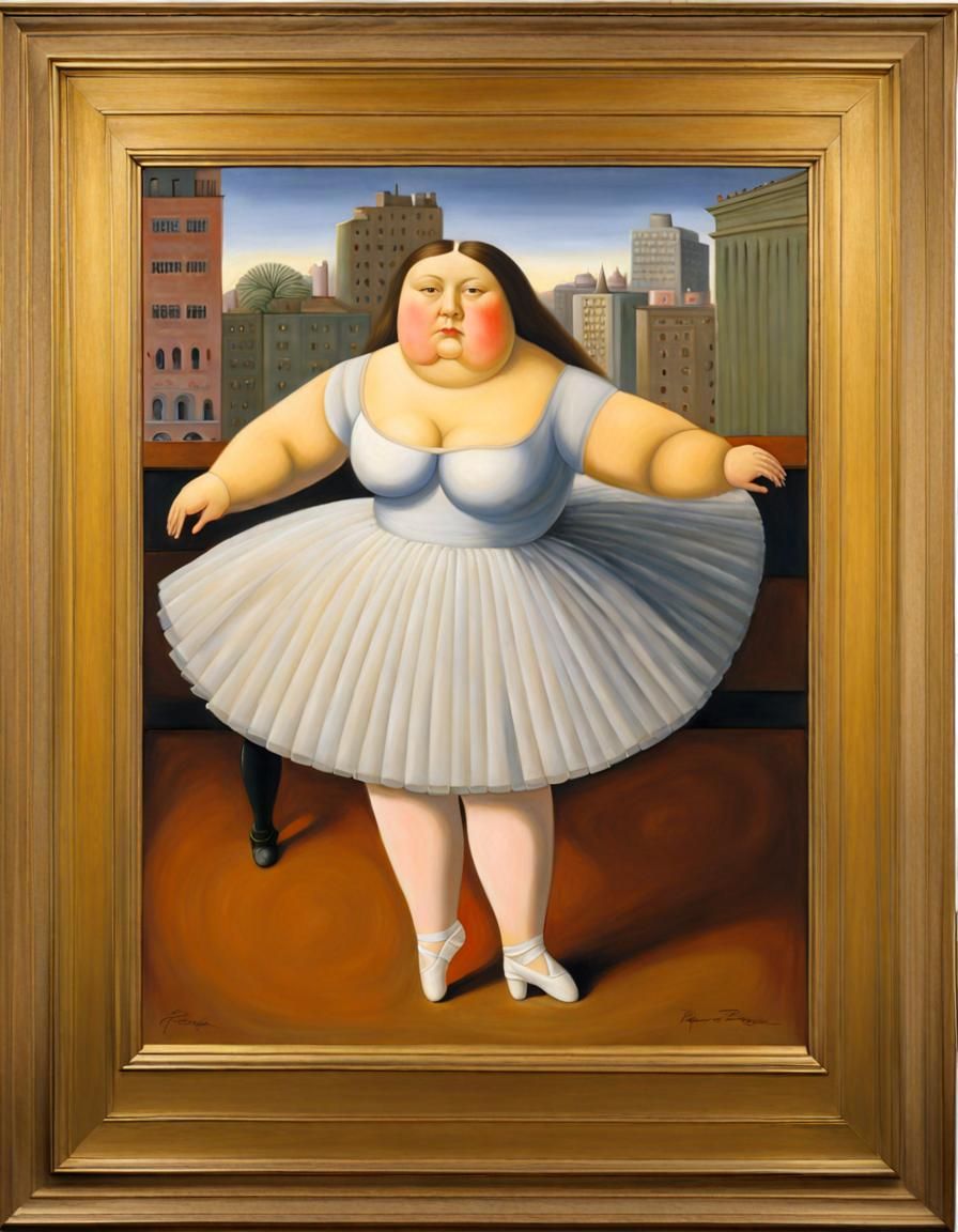 Prima ballerina on scene, Fernando Botero painting, grotesque 2 - AI ...