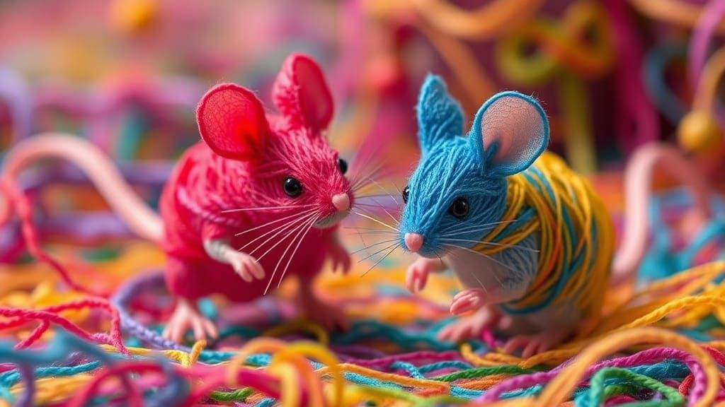 Mice made of bright colour string  by @Dago1956