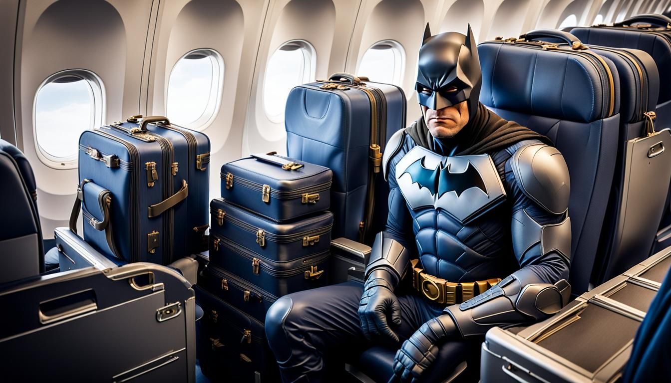 Batman, with excessive luggage, on vacation  by @Patrick Francart