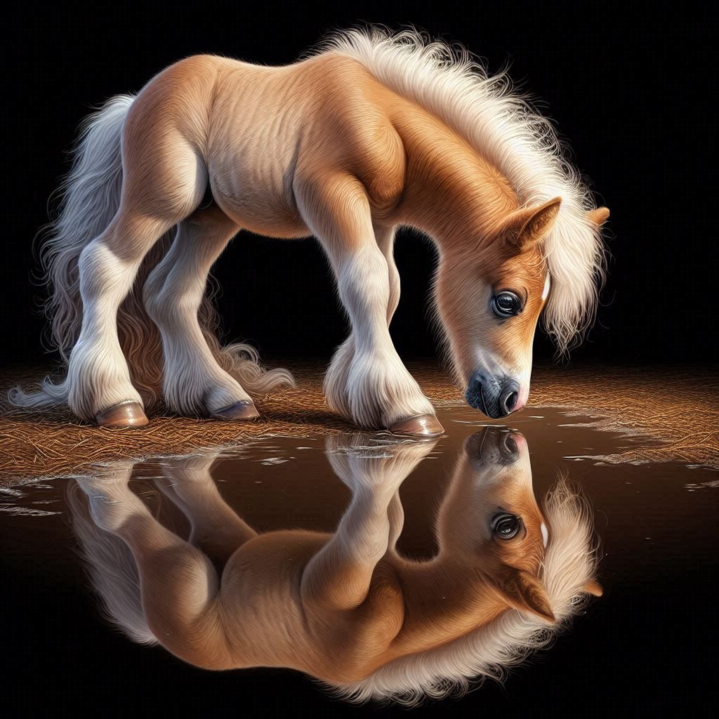 Haflinger foal drinking water