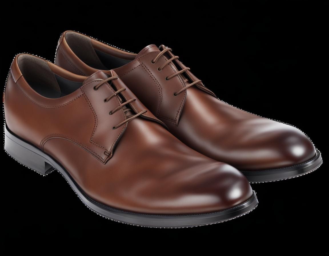 classic brown leather men's shoes, realistic, empty around.