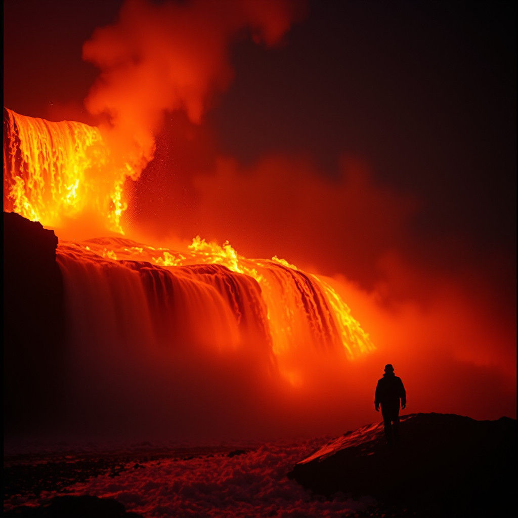 a waterfall of fire