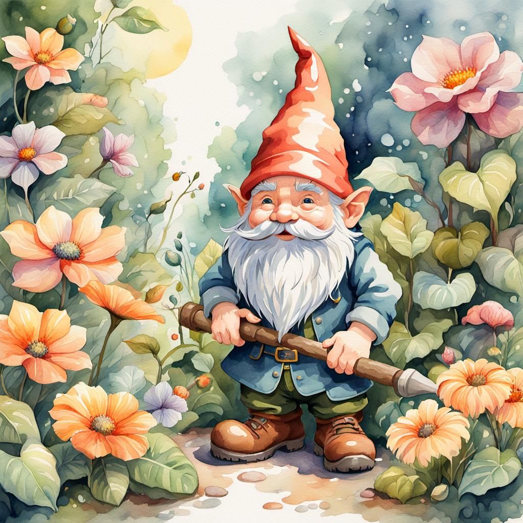 Gnome in the garden work  by @ZoyaArt