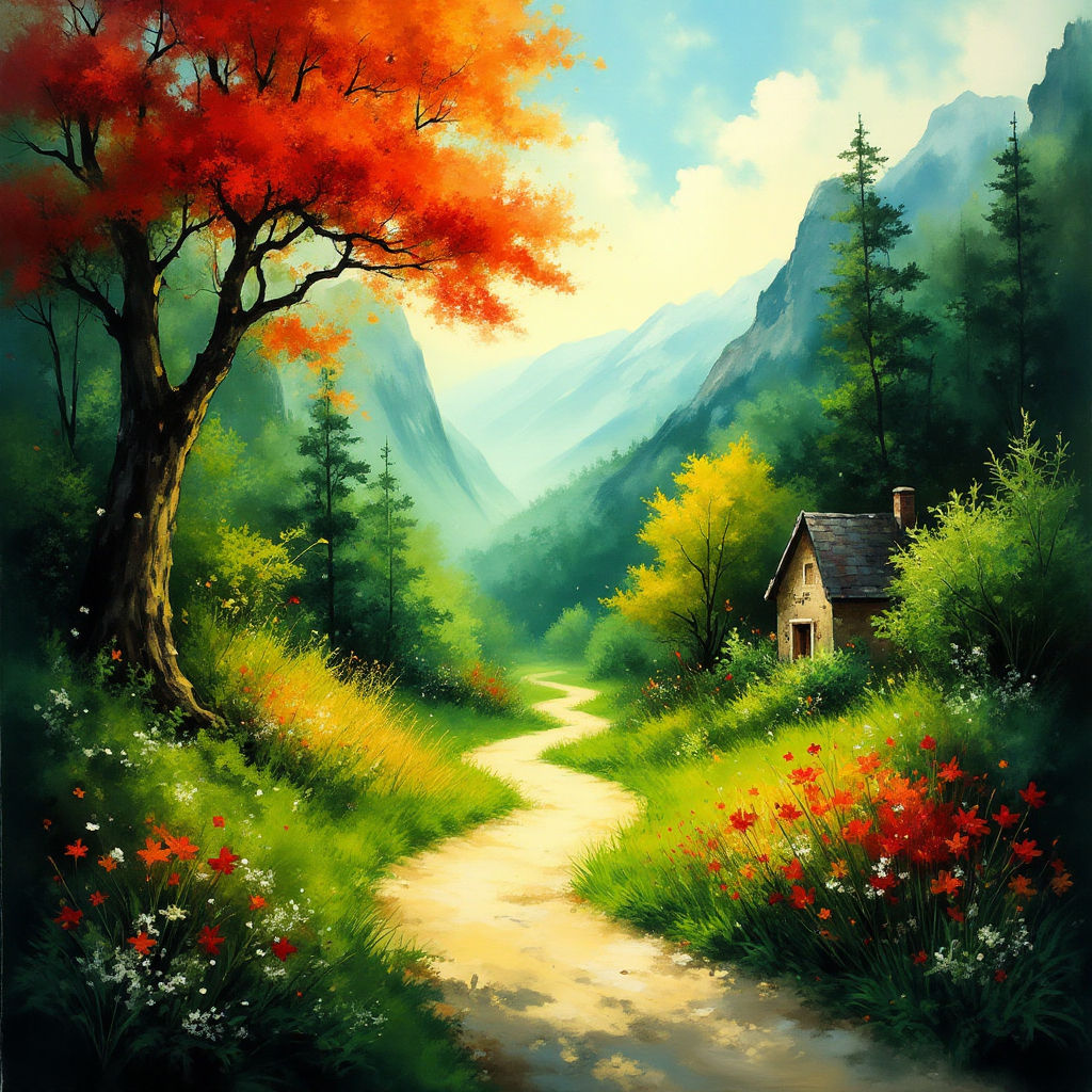 Painting of Switzerland Town Park