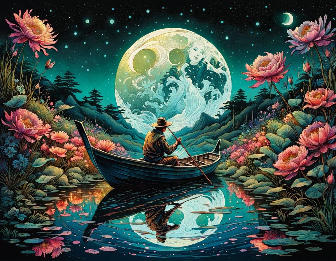 "Fisherman calmly rows the boat.  by @nature