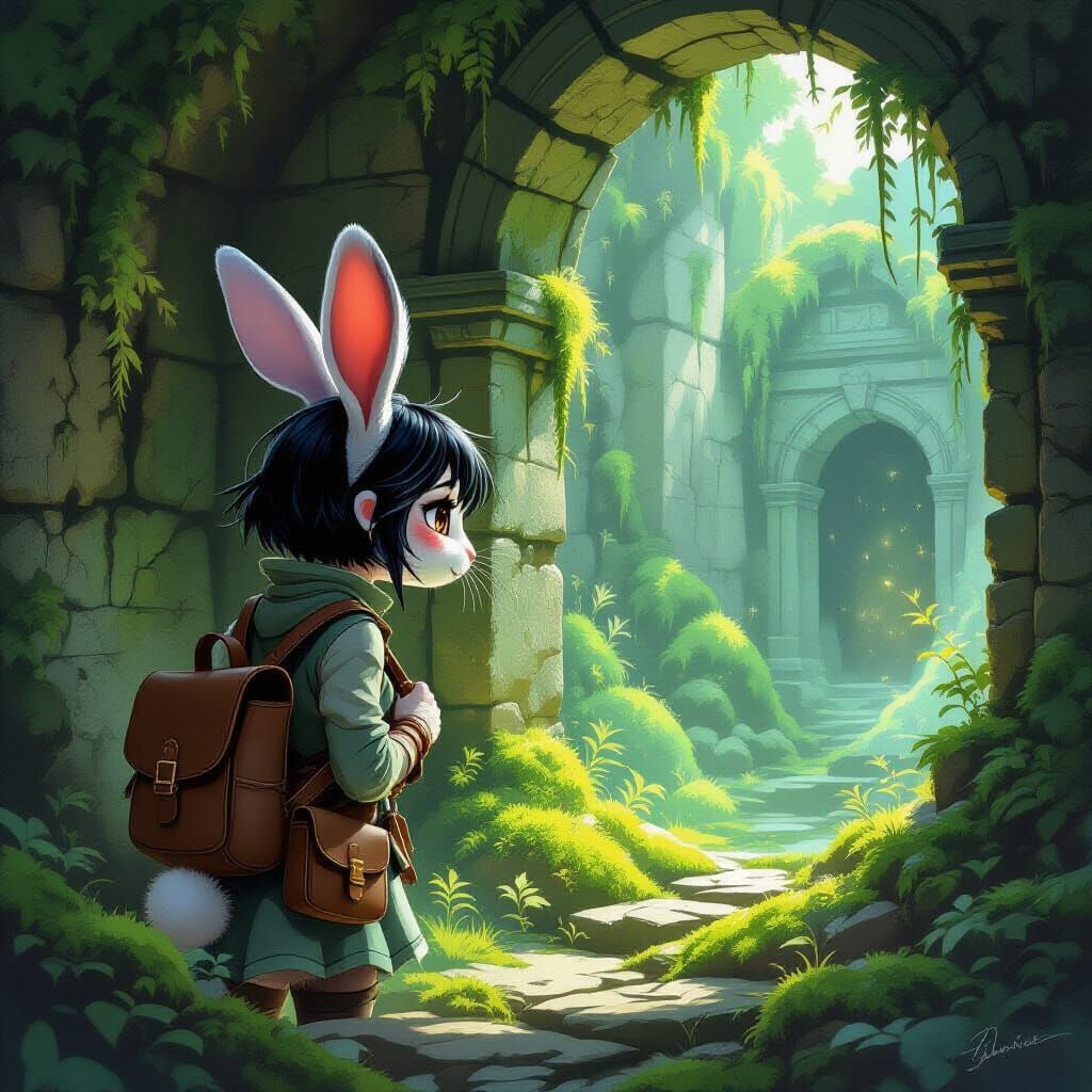 Rabbit samurai in ancient ruins - Start Image 2