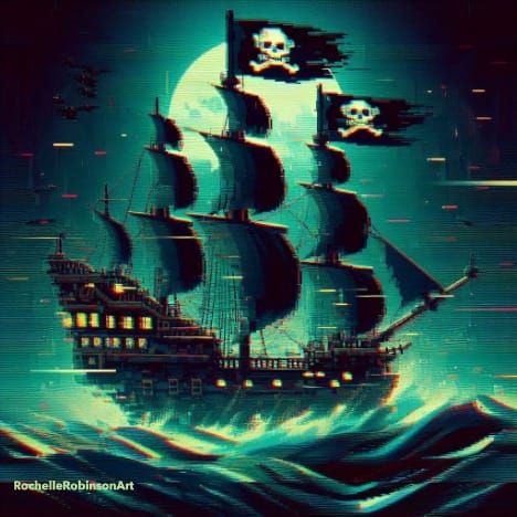 Pirate Ghost Ship at Midnight