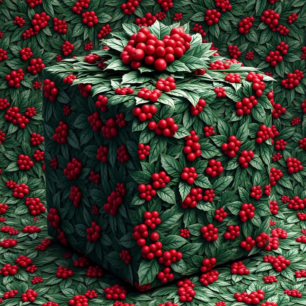 Majestic Holly Christmas Present in Intricate, Dreamlike Det...
