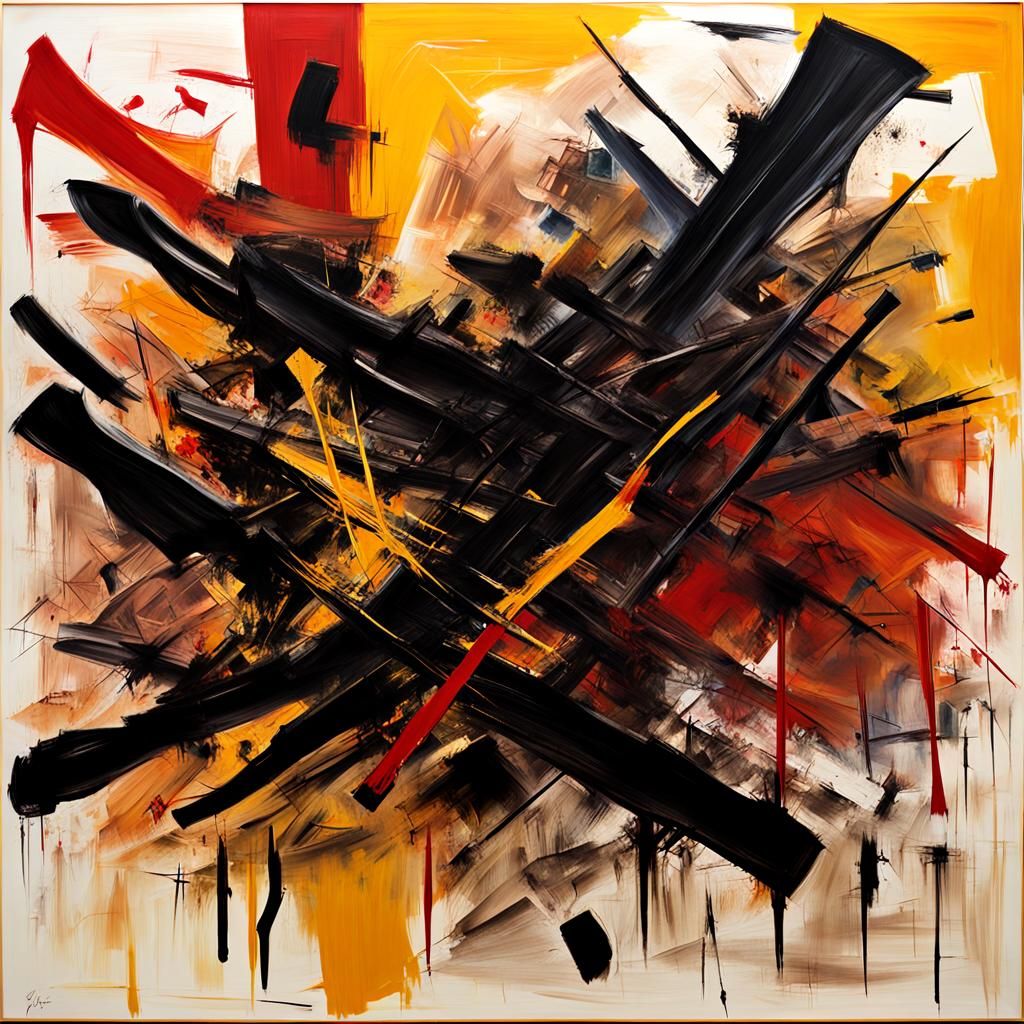 Abstract Expressionist Painting in New Action Style