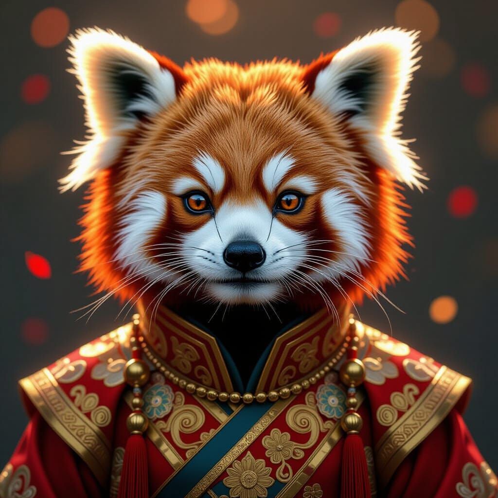 An official portrait of aristocratic red panda  by @Marijona
