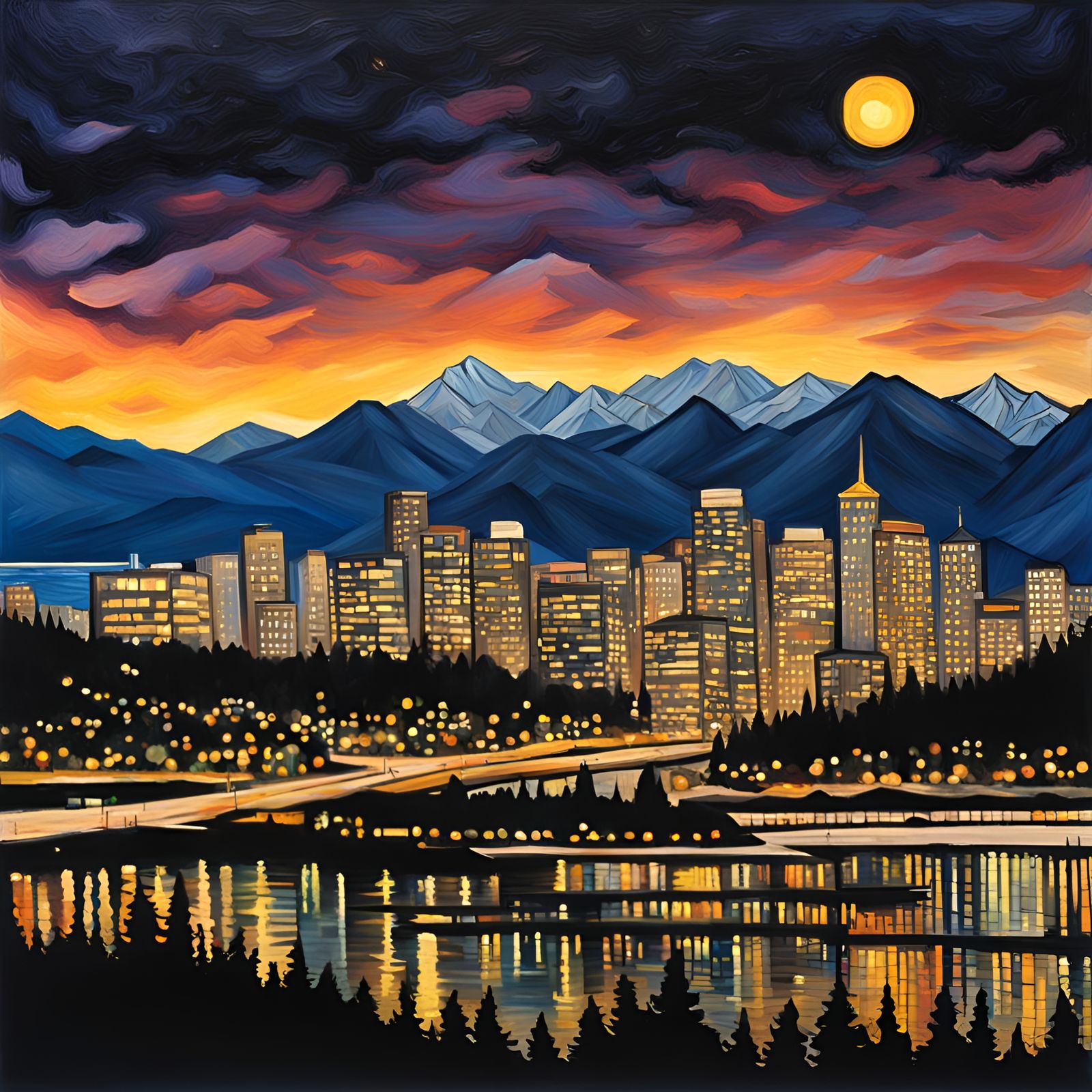 Nighttime Vancouver (Canada) Cityscape Under Stars  by @undefined