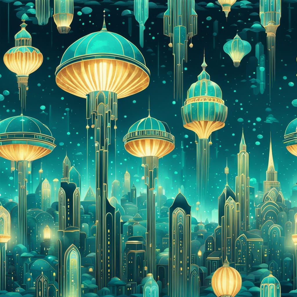 Art deco undersea city  by @Moon Warden