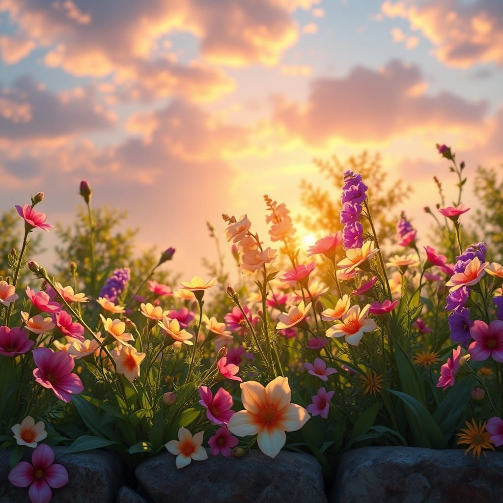 A beautiful garden border with spring flowers blooming   by @Peterthegreat 