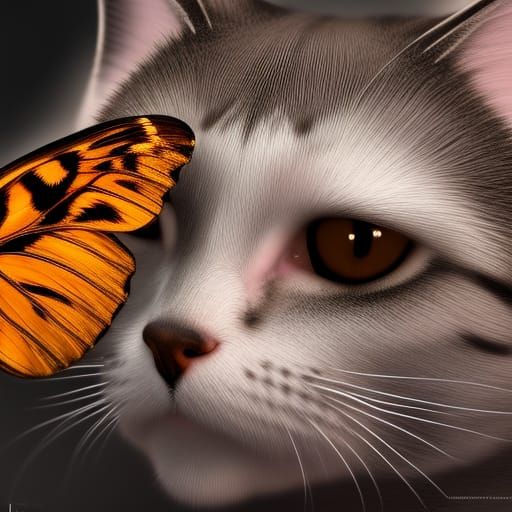 Cat with butterfly
