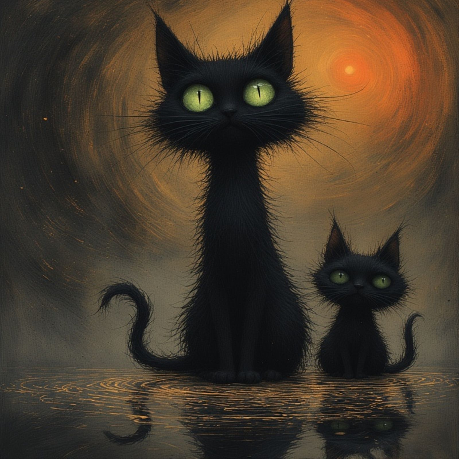 Two enigmatic black cats