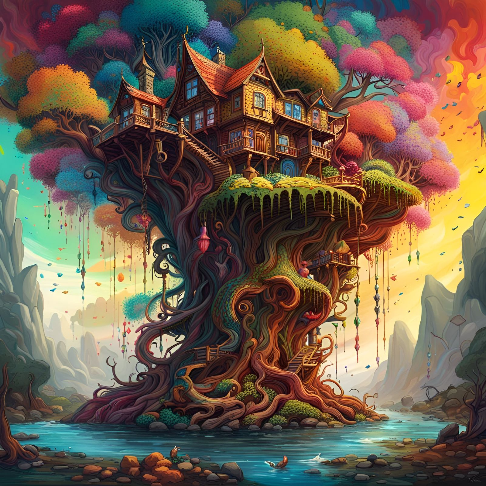 Treehouse - AI Generated Artwork - NightCafe Creator