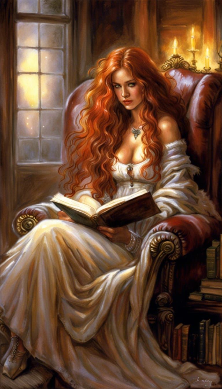 Nighttime reading AI Generated Artwork NightCafe Creator