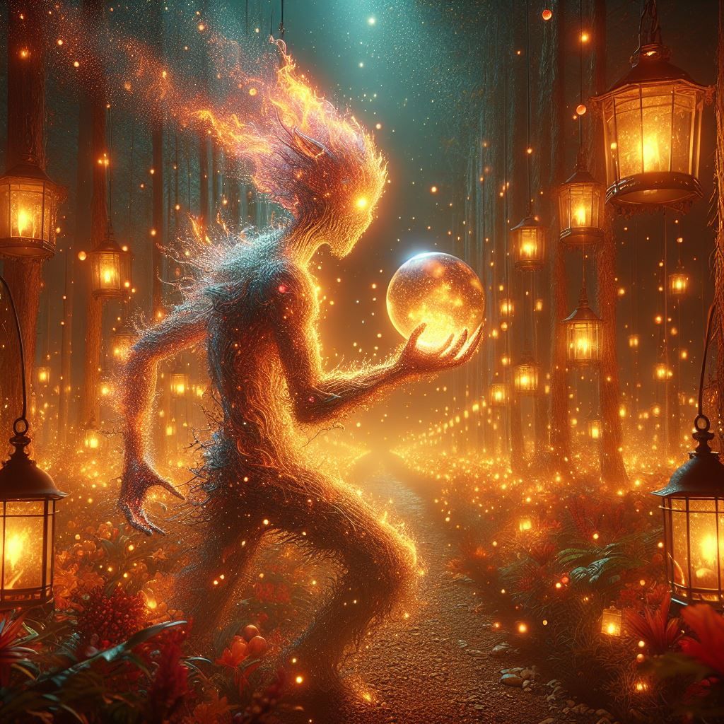 Man of Fire in enchanted forest