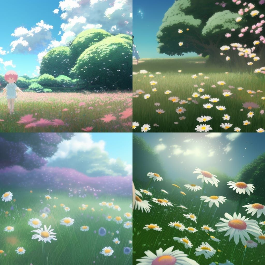 Daisies in Kawaii Anime Style