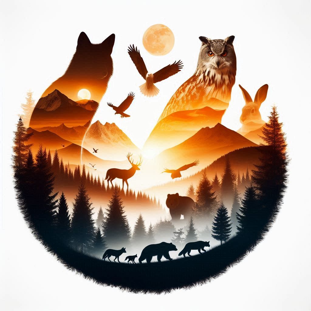 double exposure beautiful fantasy DALL-E 3 portrait landscape..