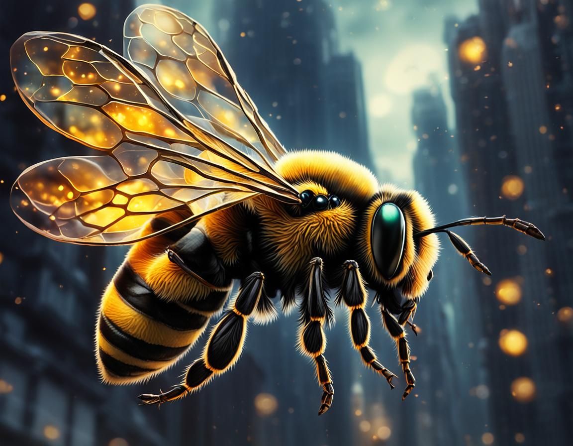 Things That Fly - Bee   by @A C Buxton Mixed Media Artist