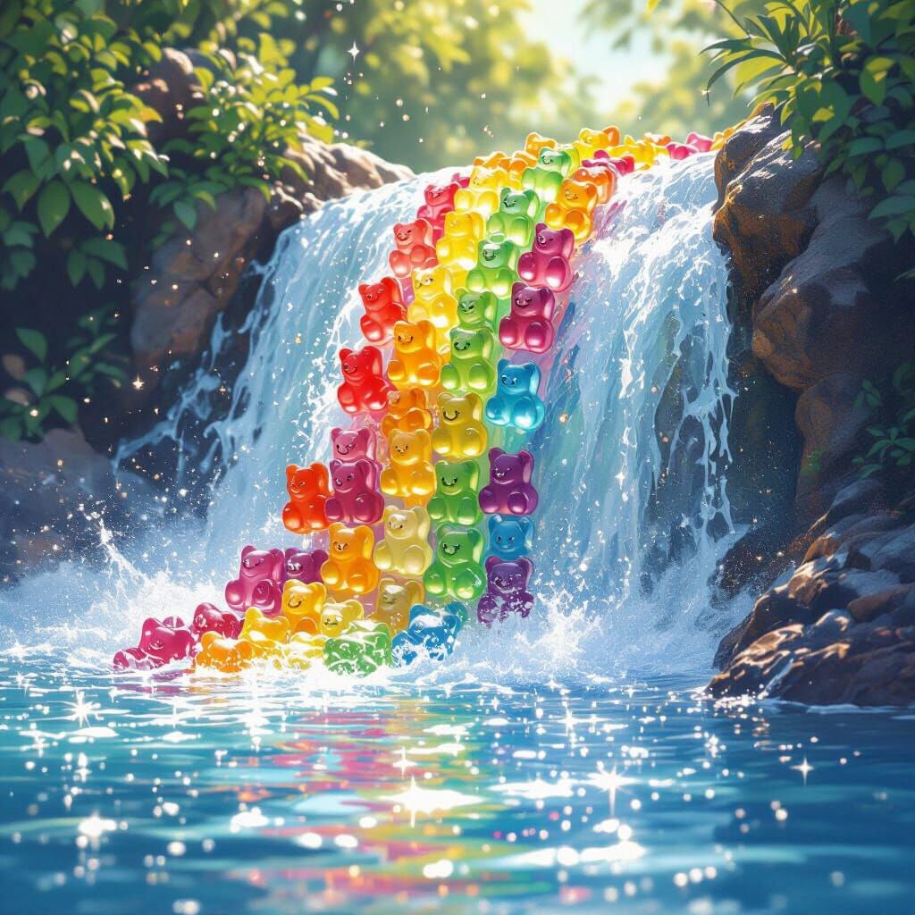 מפל של סוכריות וגלים ומציצות שנראה אמיתי ביותר



