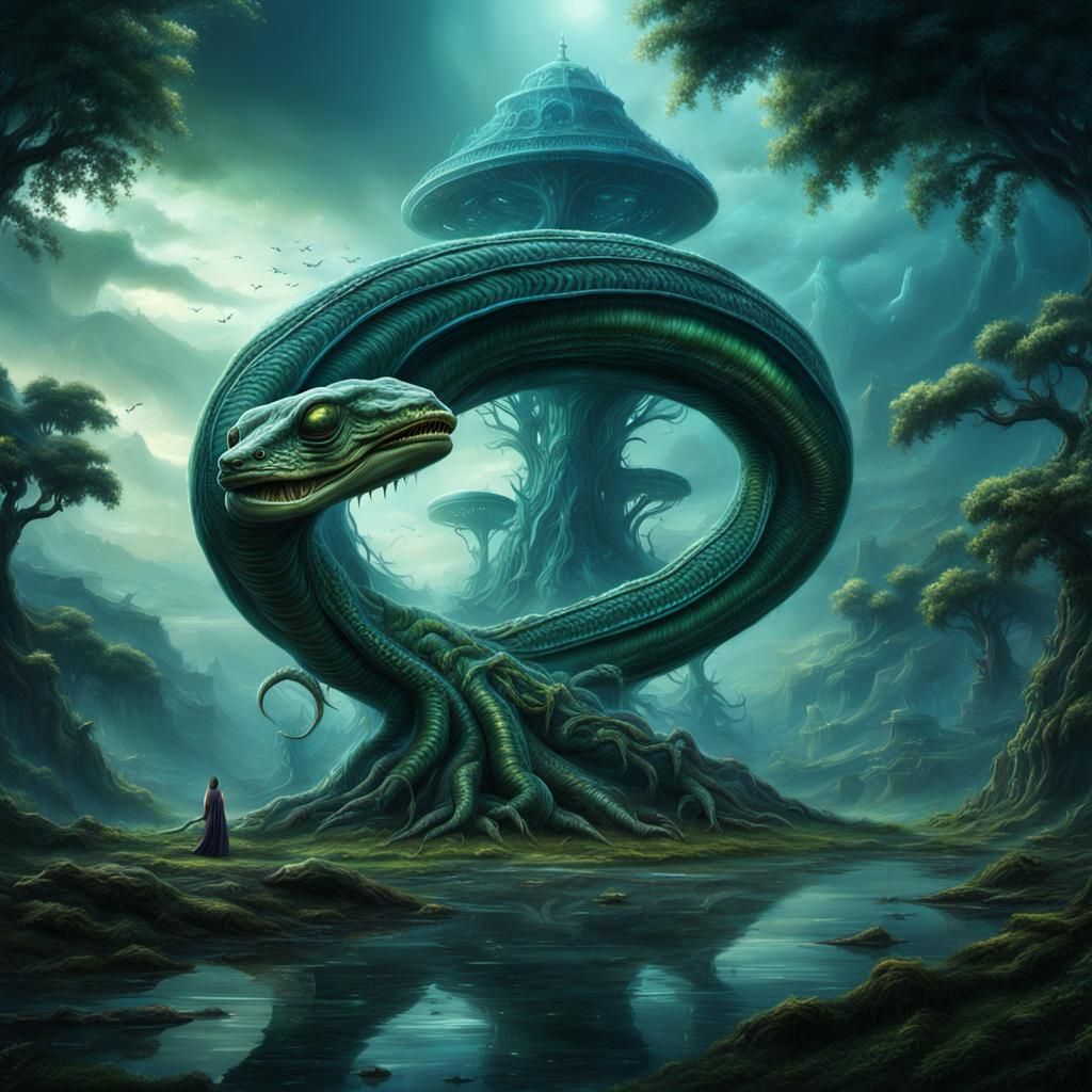 Half tree half eel hybrid alien very beautiful with ambition...