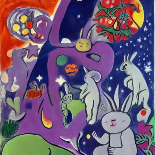 Cosmic Rabbits in Mysterious Galactic Realms - AI Art