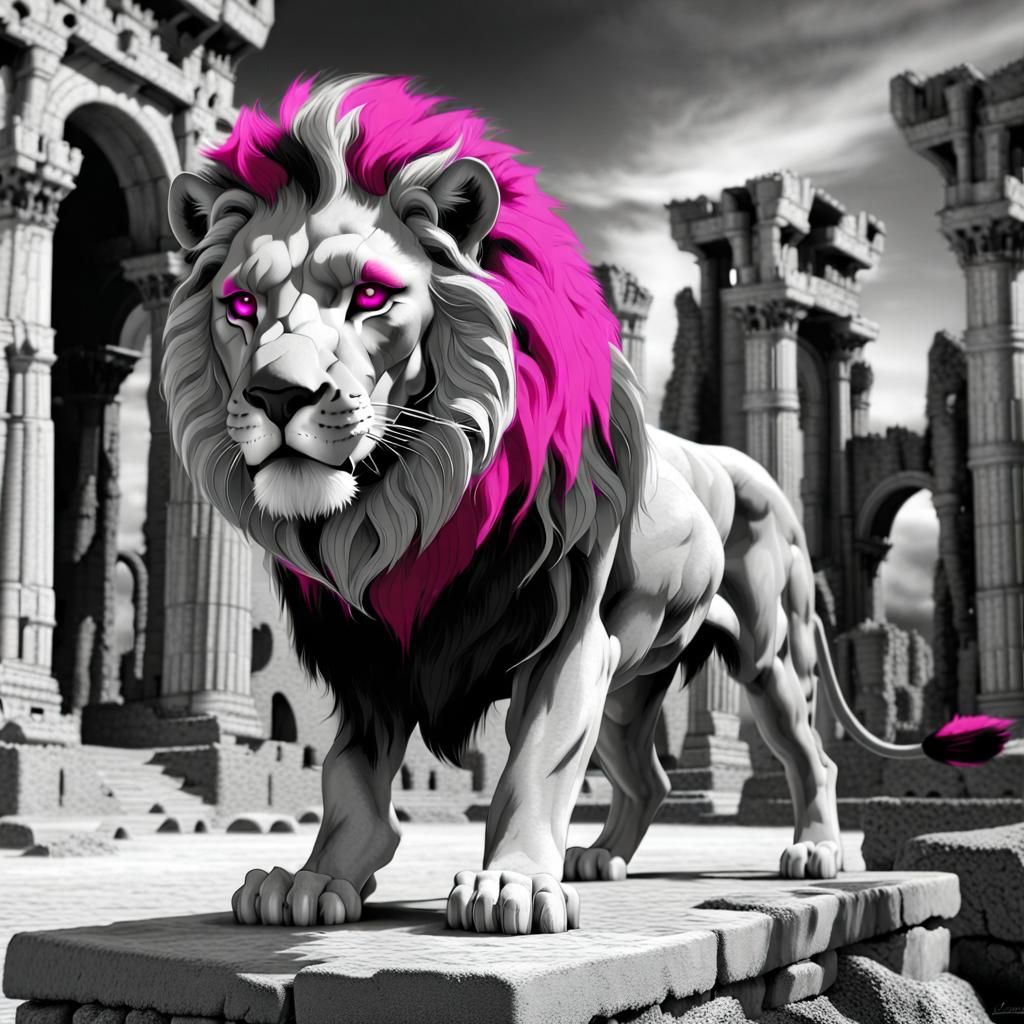 Selective Color Art, Lion - AI Generated Artwork - NightCafe Creator