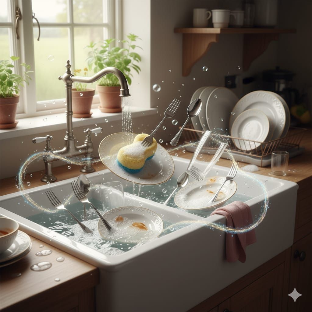 Eponge magique qui fait la vaisselle seule