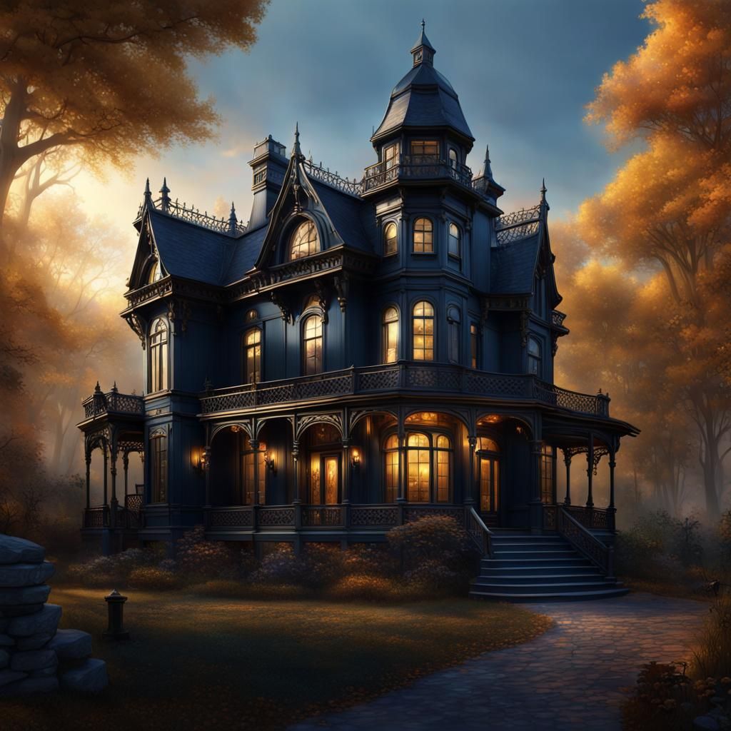 Victorian manor in the woods - AI Generated Artwork - NightCafe Creator