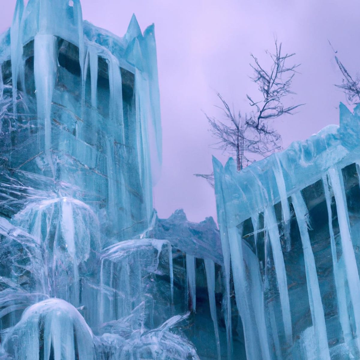 ice castle with frozen trees with icicles AI Generated Artwork