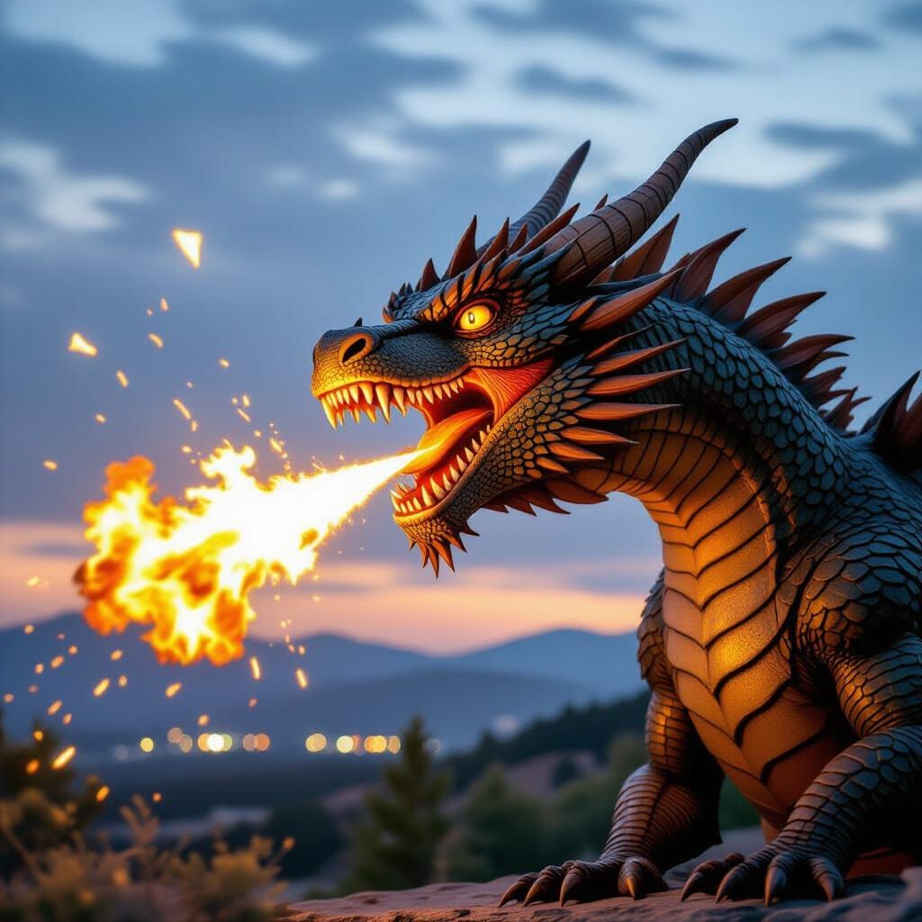 Dragon Exhaling Stamps Creates Heart