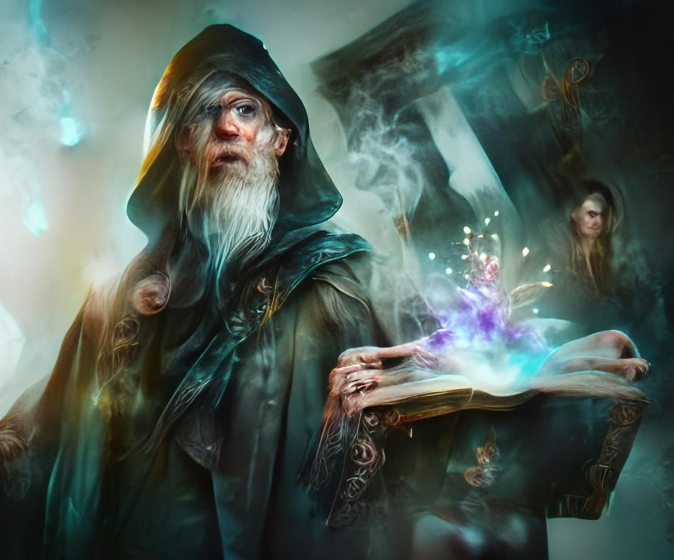 Wizard with a spell book - AI Generated Artwork - NightCafe Creator