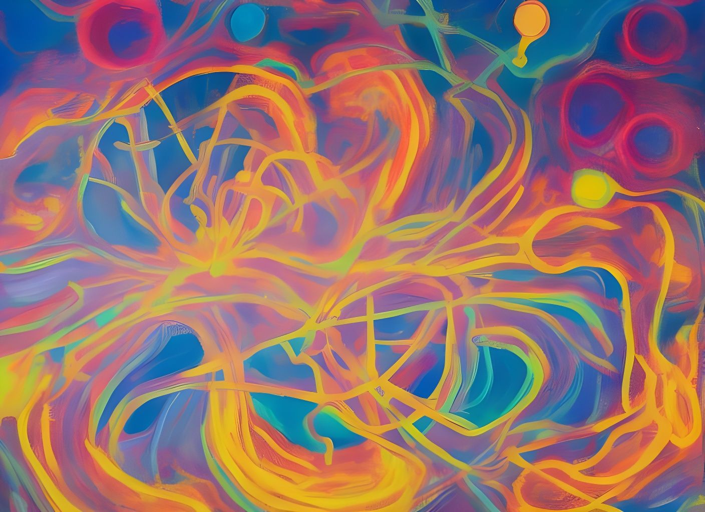 a painting titled "The Seven Fields of Aphelion", in the sty...
