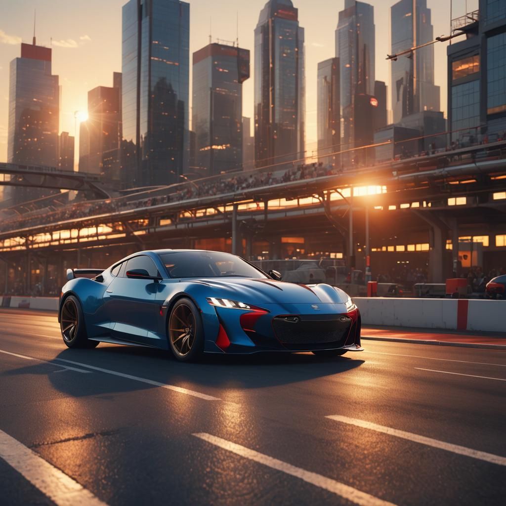 Sleek Sports Car with Exposed Engine in Digital Art