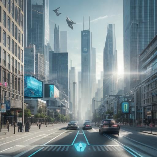 a HDRI photograph, 


Step into a Futuristic Cityscape, wher...