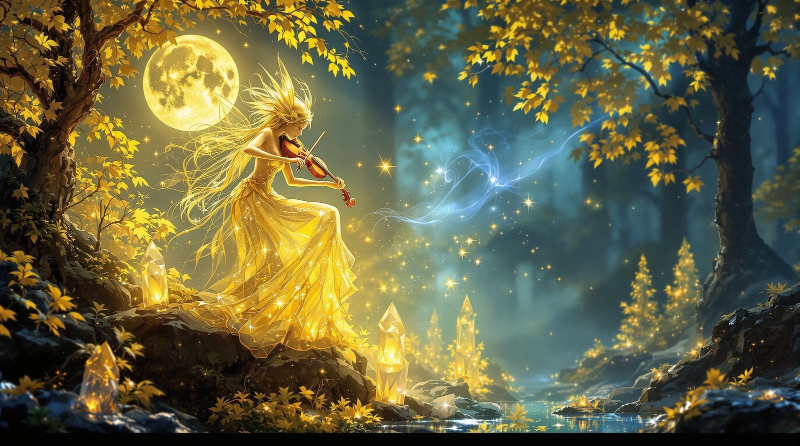 The Yellow Sprite Playing Forest Music  by @Swandotter