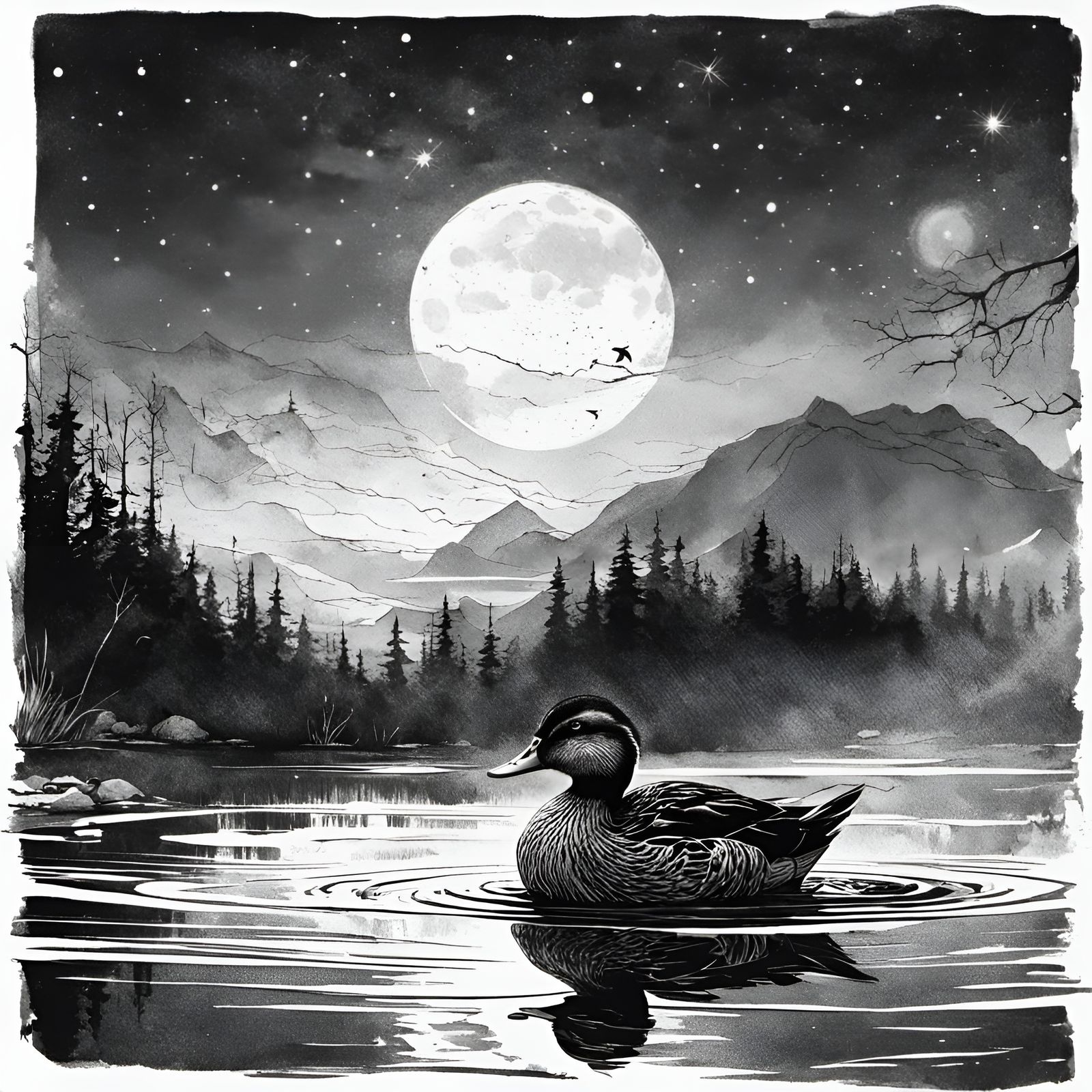 A Duck's Night Time Swim  by @Rosie