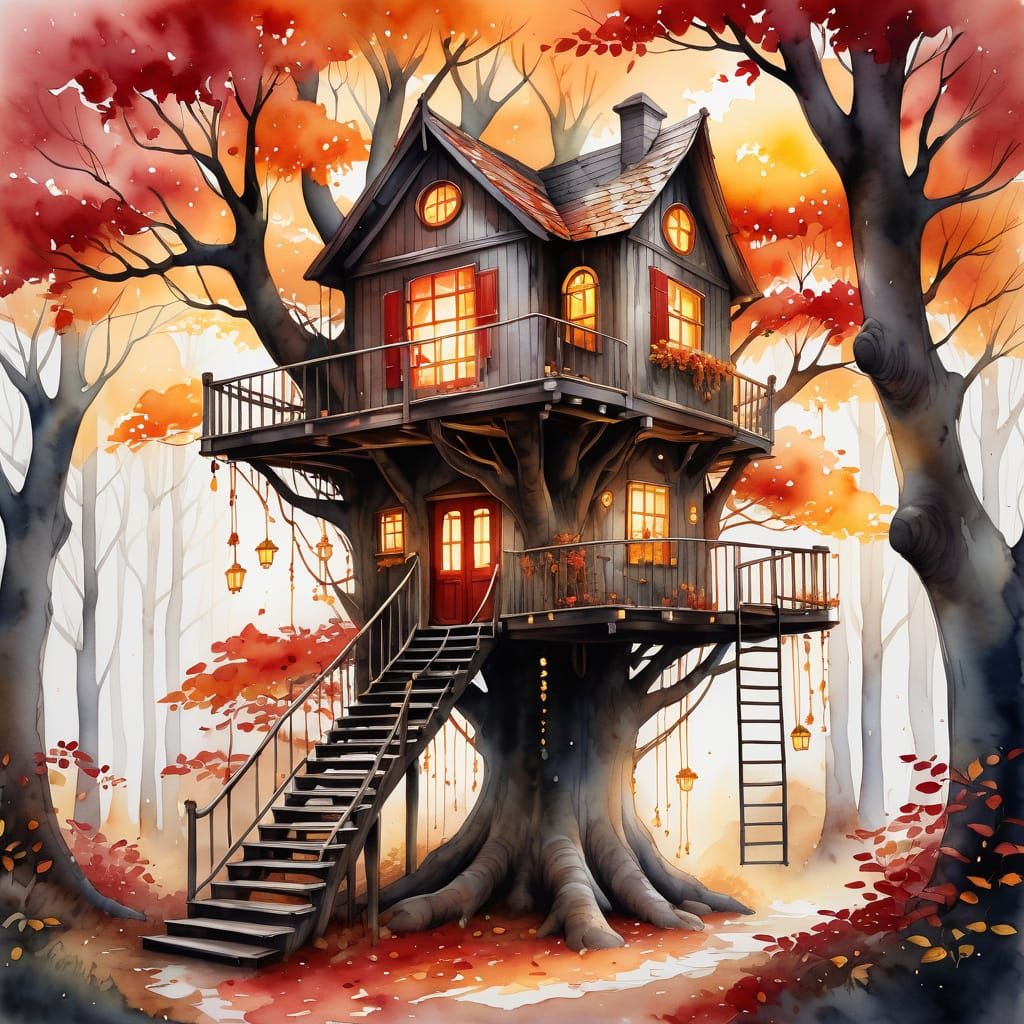 Autumn Tree House  by @EllaMoonDesign