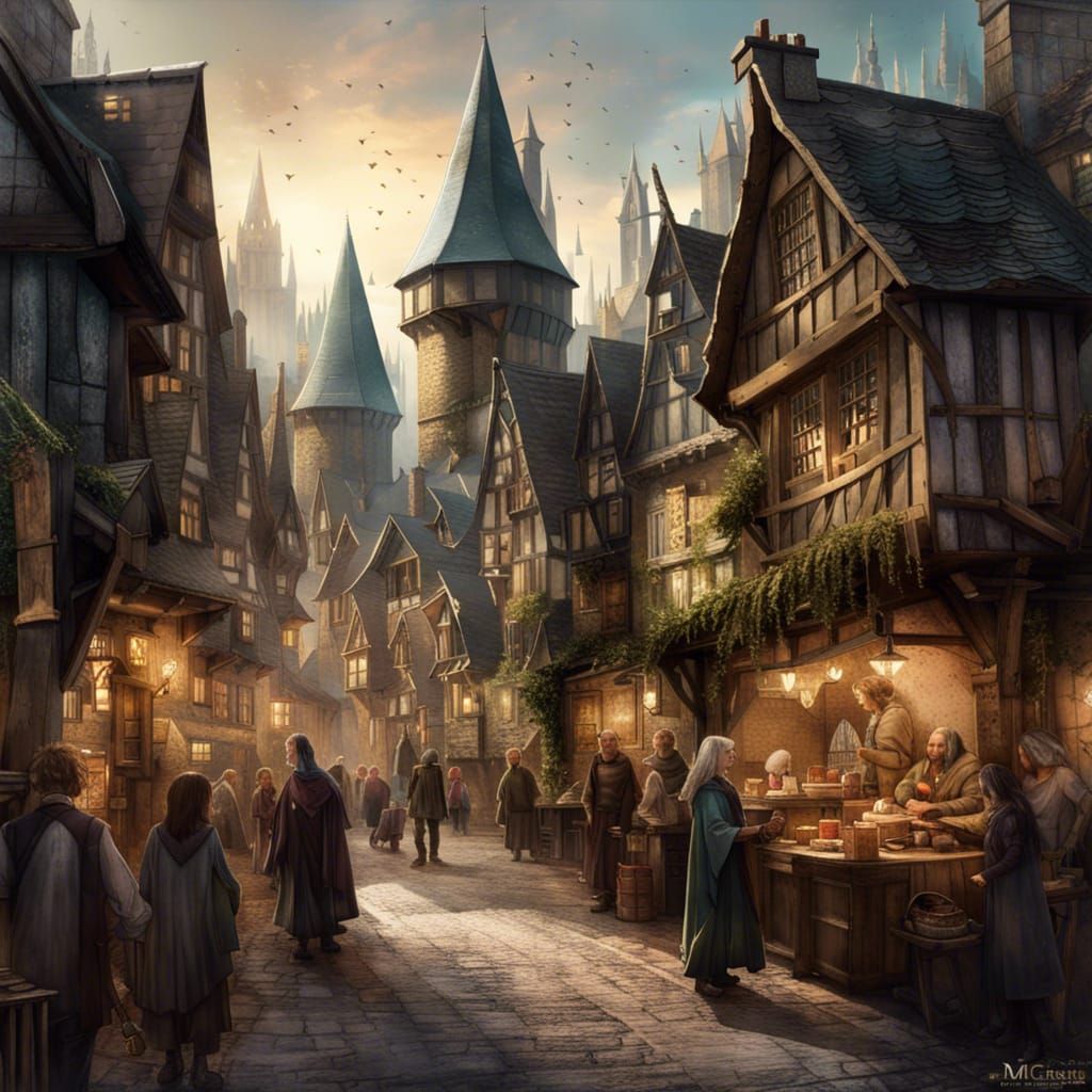 HogsMeade as a medieval market village  by @ChatBlanc
