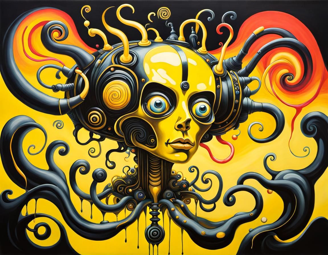 Black and yellow evil human-robot - AI Generated Artwork - NightCafe ...