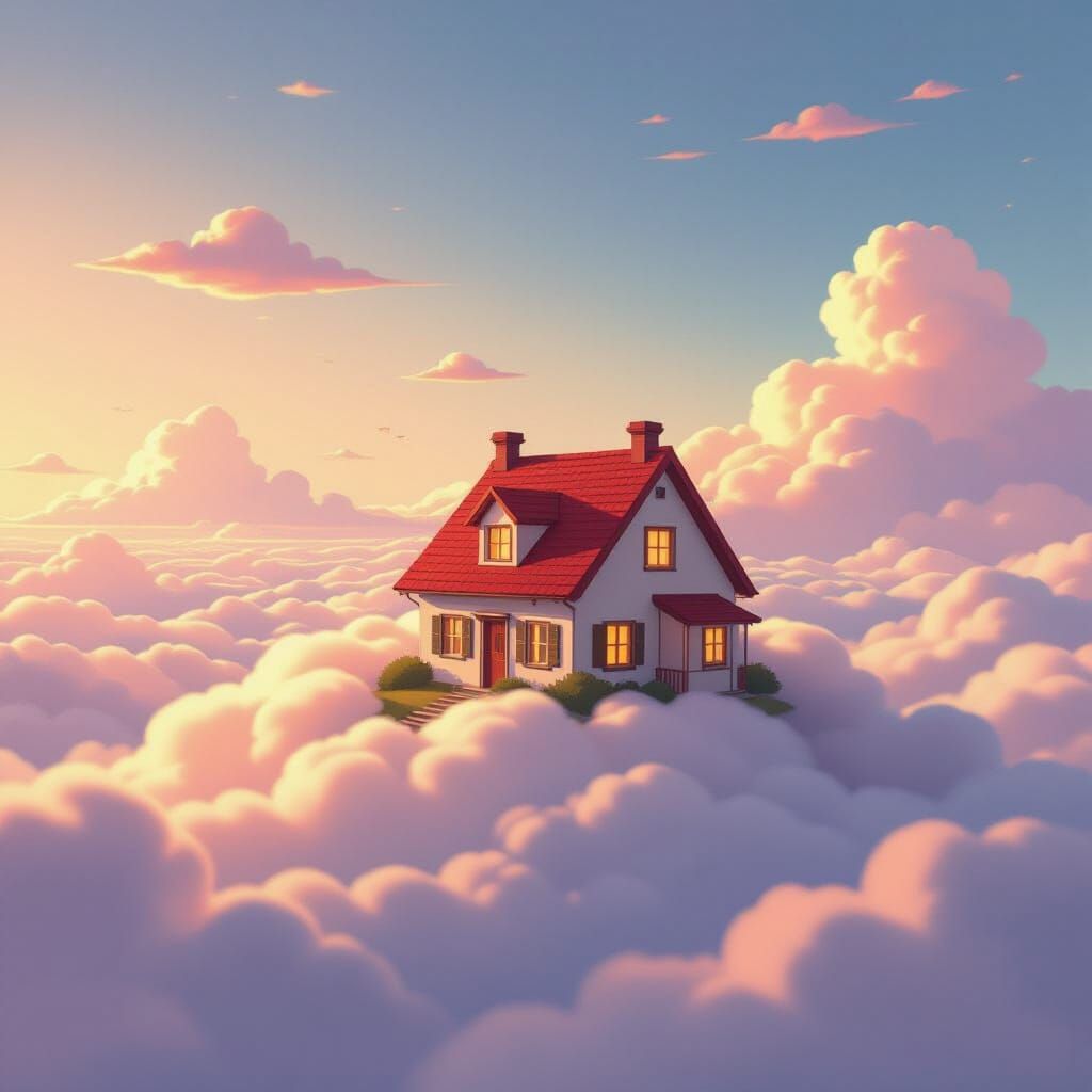 Cozy Cloud House in Sunrise Glow