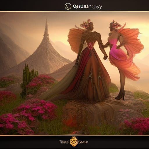 The Queen is wishing luck to the brave woman. Two women in l...