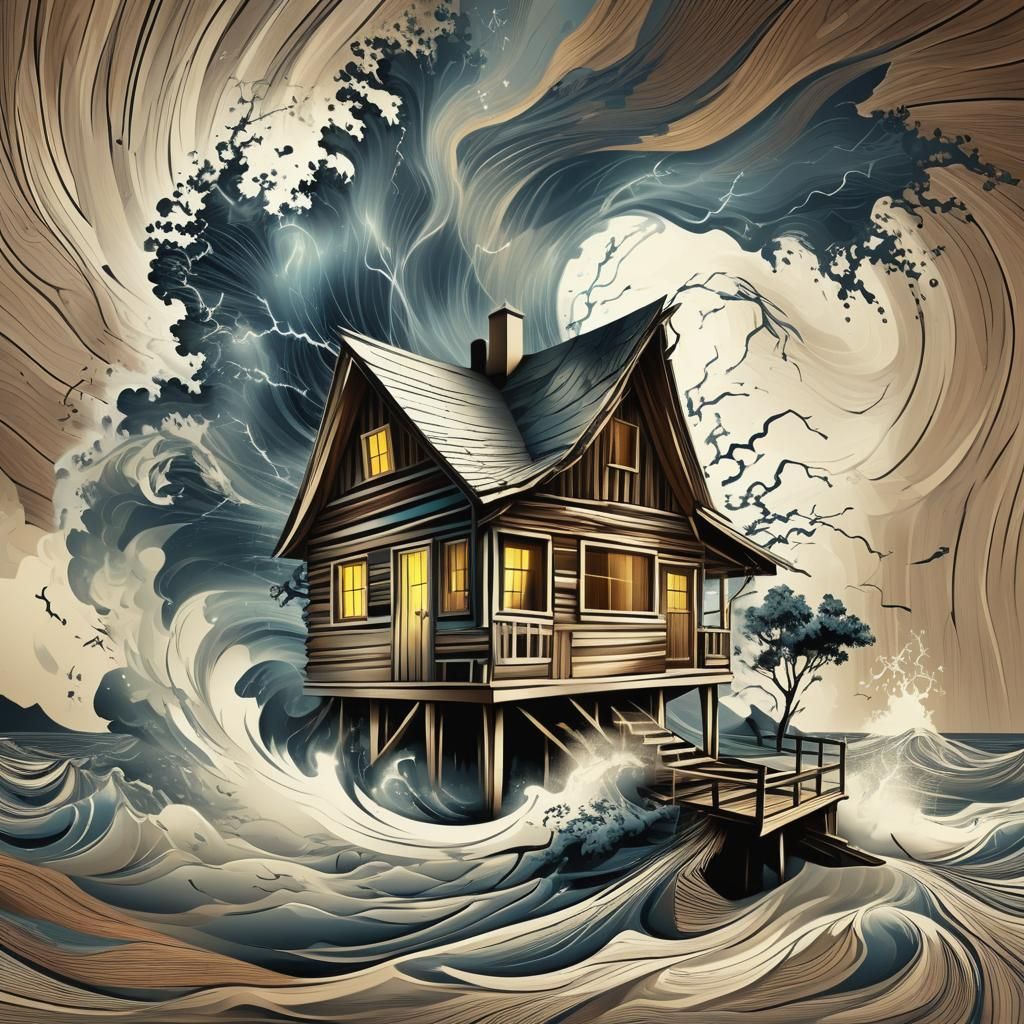Lightning Strikes Cabin: Abstract Vector Fractal Art