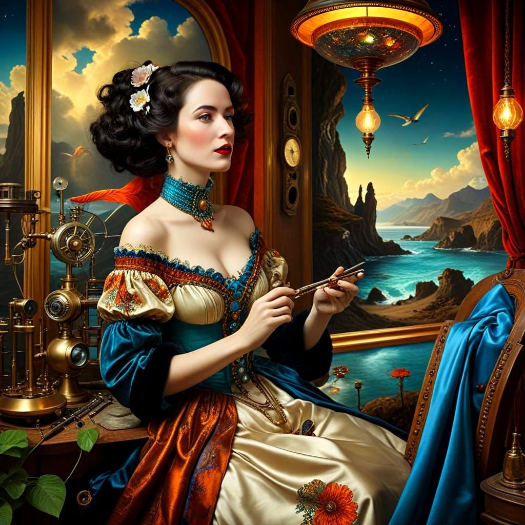 Surrealistic Lady Repairs Antique Scientific Instruments in ...